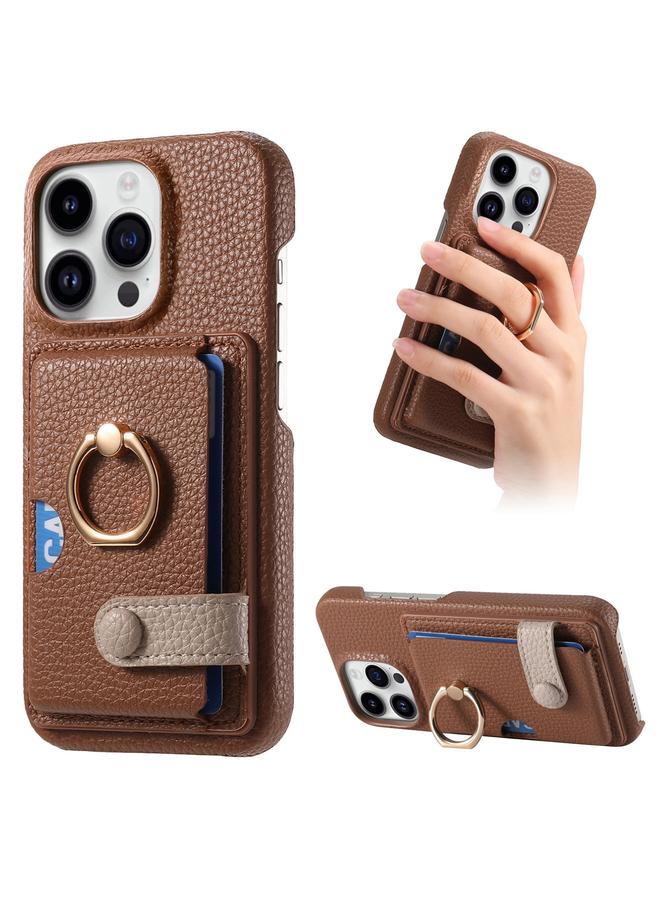S-TOP Case For iPhone 13 Pro Max Litchi Leather Oil Edge Ring Card Back Phone Case - Image 1