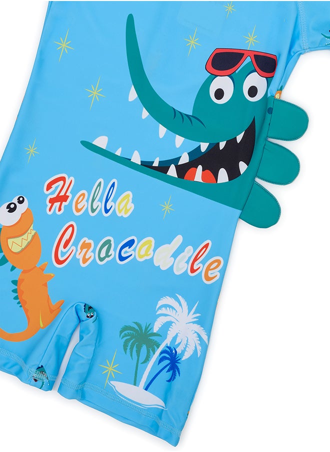babyqlo Crocodile Fun Swimwear Set with Cap for Boys  - Image 4