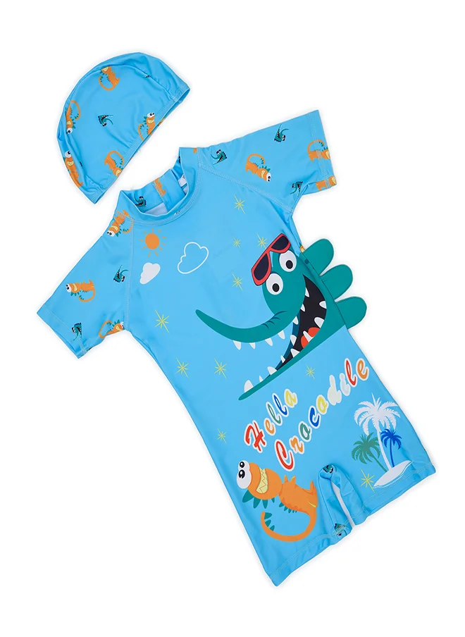 babyqlo Crocodile Fun Swimwear Set with Cap for Boys