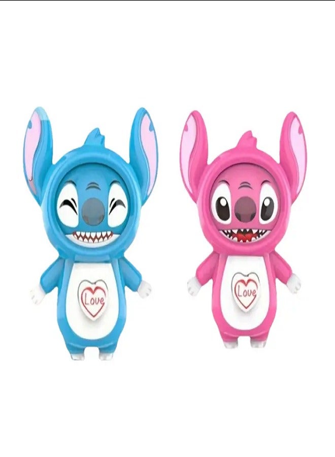Lilo & Stitch Face-Changing Expression Doll Keychain, Stitch Character Design, Stress Relief Toy (2 Pcs) - Image 1
