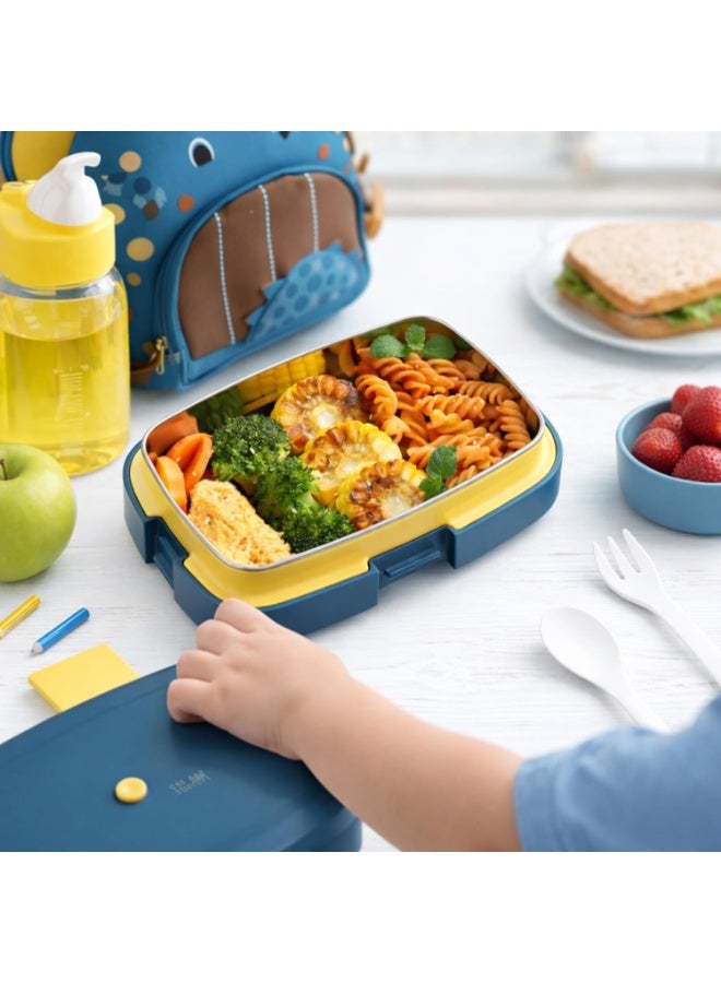 Cravista Stainless Steel Bento Box for Kids and Adults – 1000ML Leakproof Bento Lunch Box with Cutlery Set – BPA Free Lunchbox Tiffin for Office and School (Blue) - Image 5