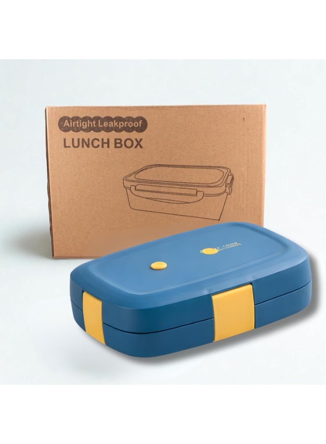 Cravista Stainless Steel Bento Box for Kids and Adults – 1000ML Leakproof Bento Lunch Box with Cutlery Set – BPA Free Lunchbox Tiffin for Office and School (Blue) - Image 1