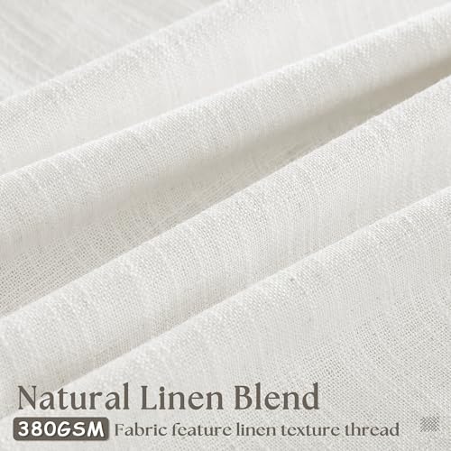 TWODRAPES Beige White Linen Curtains 108 Inches Long 2 Panels Set for Living Room Neutral Boho Thick Linen Textured Pinch Pleated Memory Shape Light Filtering Ceiling Semi Sheer Window Curtain Hook Rings Ivory - Image 3