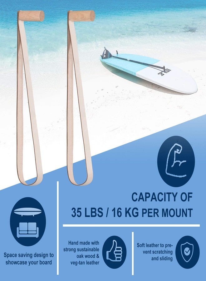 Hang 11 Surfboard Wall Mount - Surf Board Wall Hangers, Sustainable Wood & Leather Mount, Hang Any Board, Surfboard Hanger, Surf Rack (White) - Image 3