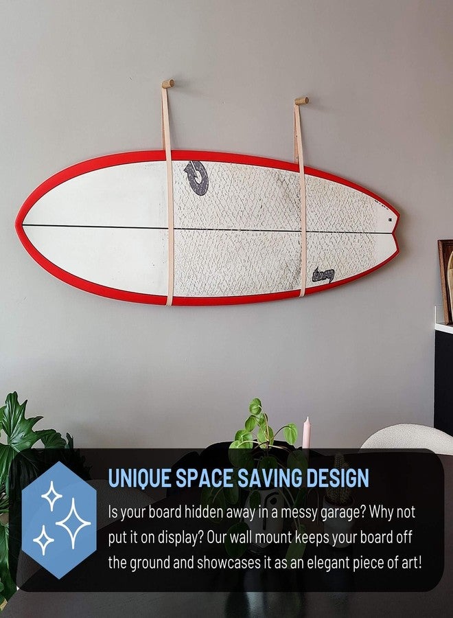 Hang 11 Surfboard Wall Mount - Surf Board Wall Hangers, Sustainable Wood & Leather Mount, Hang Any Board, Surfboard Hanger, Surf Rack (White) - Image 4