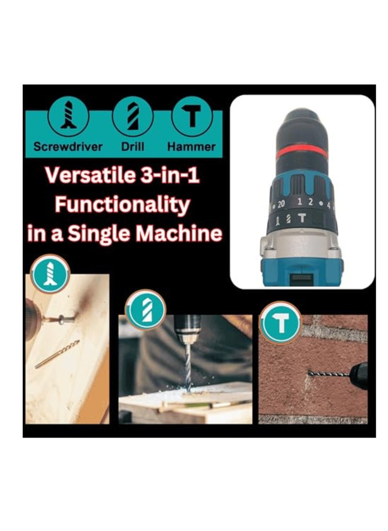 BONAI 13mm Chuck Cordless Drill Set with 168VF, 7.0Ah Battery,Brushless motor, 65N·m Torque, No-load speed, Adjustable torque Settings, Multi-function drill  - Image 3