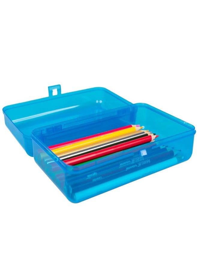 Craft County | Transparent Pencil Box | Colored Utility Box Storage Office Supplies Organizer | Pink Sparkle - Image 5