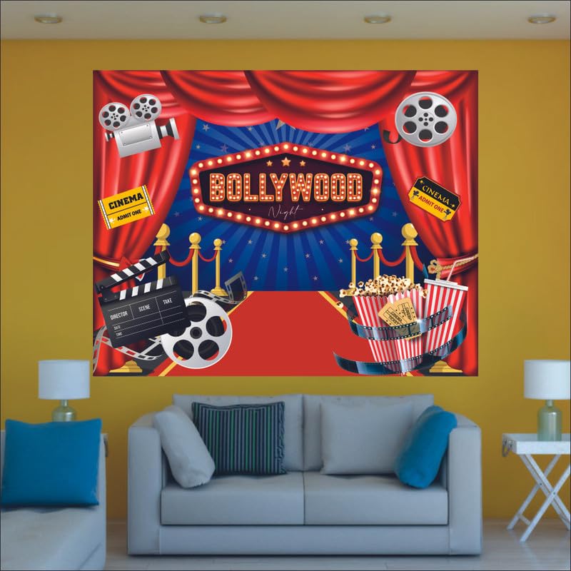 Party Baazaar Bollywood Night Backdrop | Movie Night Banner | Bollywood Theme Party Decorations (Pack of 1, Size: 5x4 Feet) - Image 2