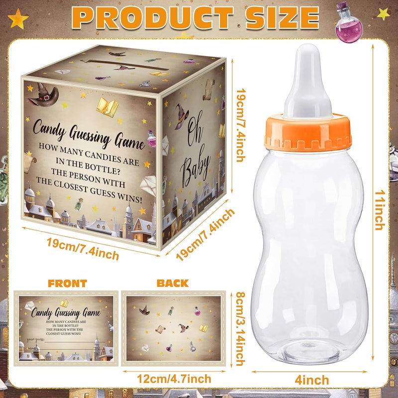 Glenmal 52 Pcs Baby Shower Games Gift Sets Large Baby Bottle for Shower Game Guess How Many Candies Decorations for Gender Reveal(Magical Wizard) - Image 5