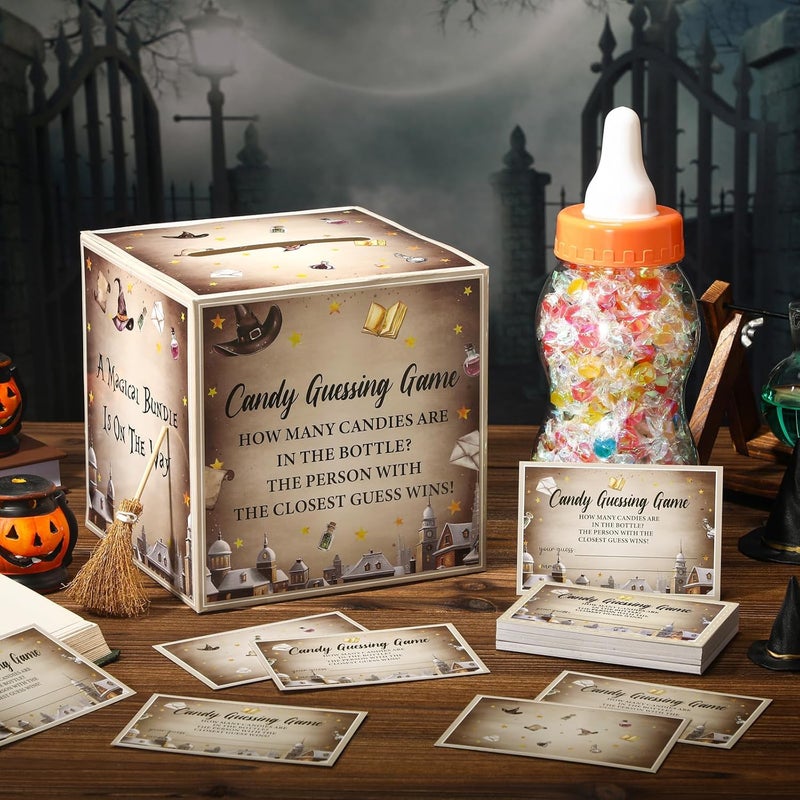 Glenmal 52 Pcs Baby Shower Games Gift Sets Large Baby Bottle for Shower Game Guess How Many Candies Decorations for Gender Reveal(Magical Wizard) - Image 2