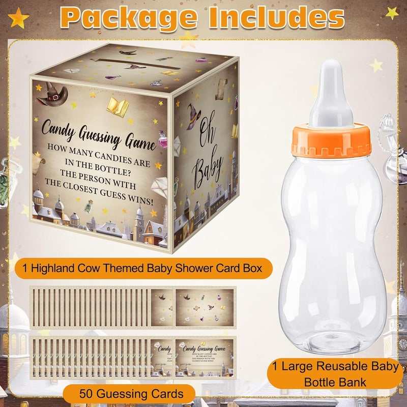 Glenmal 52 Pcs Baby Shower Games Gift Sets Large Baby Bottle for Shower Game Guess How Many Candies Decorations for Gender Reveal(Magical Wizard) - Image 3