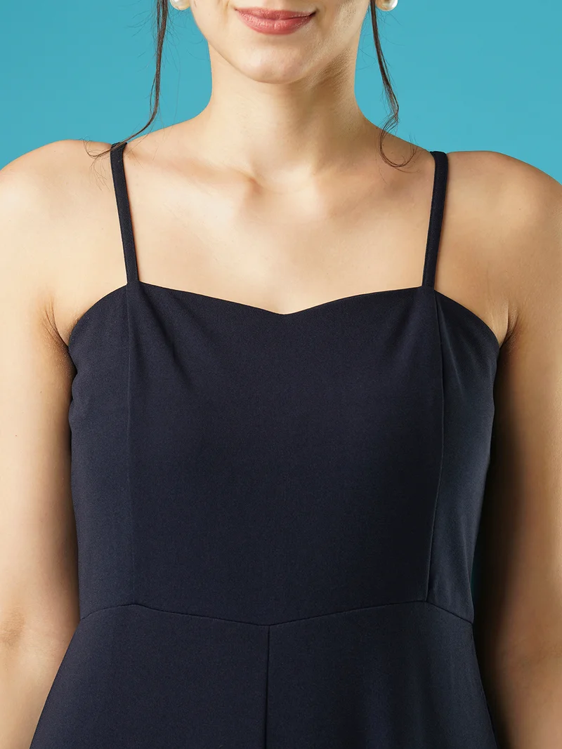 globus Women Navy Blue Shoulder Straps Basic Jumpsuit
