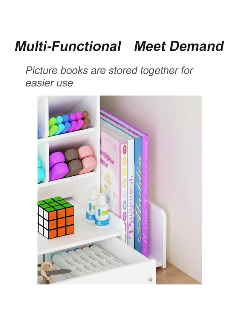 TPGP Desk Organizer with Drawer | White Large Capacity DIY Pen Holder Box | Desktop Stationery Storage Rack for Office, School, and Home - Image 2