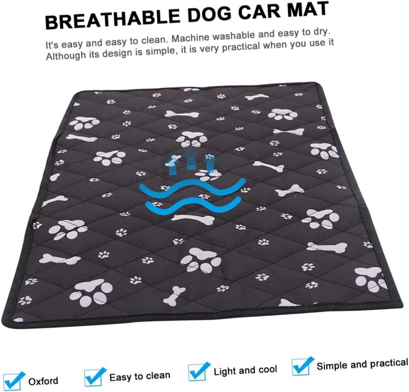Dog Car Seat Cover and Breathable Pet Car Mat Medium 50×35cm Black Bone Paw Print Protective Cushion for Vehicle Travel - Image 5