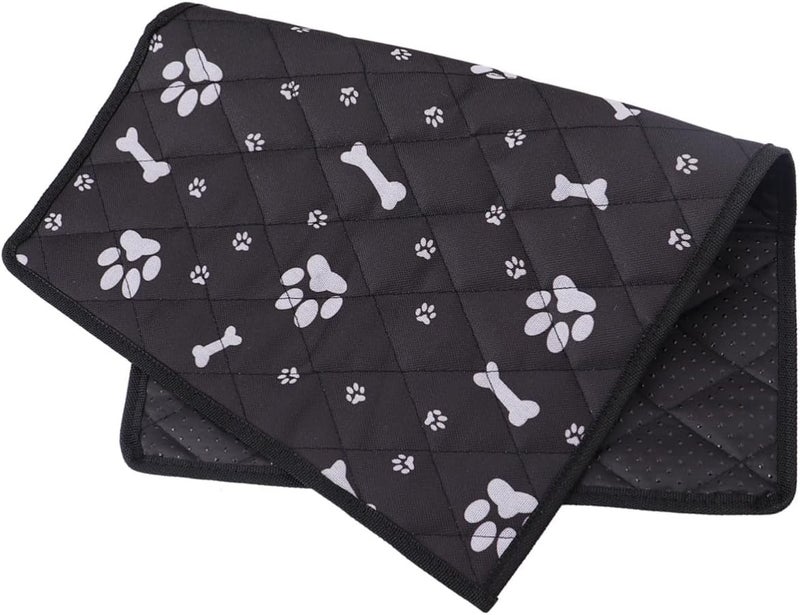 Dog Car Seat Cover and Breathable Pet Car Mat Medium 50×35cm Black Bone Paw Print Protective Cushion for Vehicle Travel - Image 1