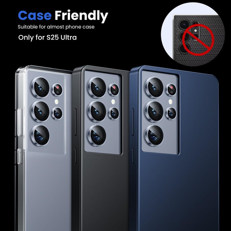WSKEN for Samsung Galaxy S25 Ultra Camera Lens Protector - Ultra Thin Case Friendly, 9H Shatterproof Tempered Glass with Aluminum Metal Circle Camera Screen Protector Cover Accessories, Blue - Image 5