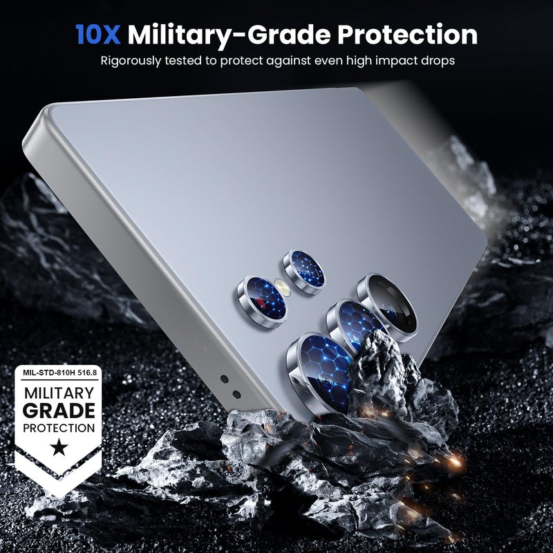 WSKEN for Samsung Galaxy S25 Ultra Camera Lens Protector - Ultra Thin Case Friendly, 9H Shatterproof Tempered Glass with Aluminum Metal Circle Camera Screen Protector Cover Accessories, Blue - Image 4