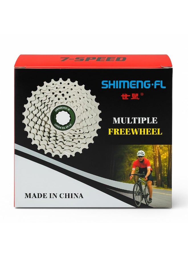 SHIMENGFU 7-Speed Bicycle Freewheel 14T–28T Steel Gear Sprocket for MTB Road Hybrid Bikes Smooth Rotation Threaded Multi-Speed Cassette - Image 1