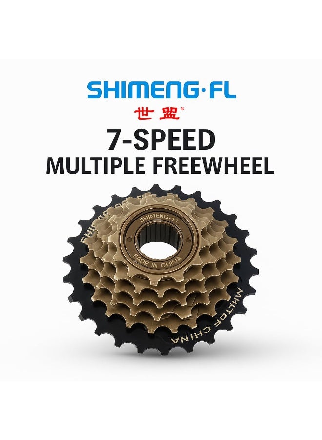 SHIMENGFU 7-Speed Bicycle Freewheel 14T–28T Steel Gear Sprocket for MTB Road Hybrid Bikes Smooth Rotation Threaded Multi-Speed Cassette - Image 5