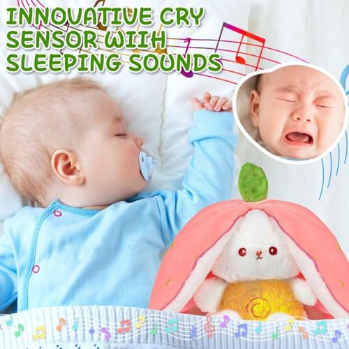 Softdreams Breathing Reversible Bunny Soft Toy Sleeping Doll Strawberry Rabbit Musical Bunny Plush Toy - Image 2