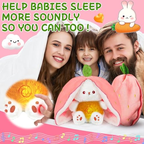 Softdreams Breathing Reversible Bunny Soft Toy Sleeping Doll Strawberry Rabbit Musical Bunny Plush Toy - Image 3
