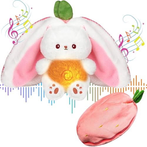 Softdreams Breathing Reversible Bunny Soft Toy Sleeping Doll Strawberry Rabbit Musical Bunny Plush Toy - Image 1