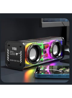 ESSAGER Bluetooth Speaker Portable Bluetooth Speaker10W Powerful RGB Laptop Speaker Sound Bar, Clear Computer Speakers Support TWS Pairing LED Colorful Lights for Home Party Travel Black  - Image 1