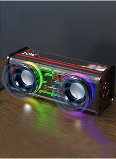 ESSAGER Bluetooth Speaker Portable Bluetooth Speaker10W Powerful RGB Laptop Speaker Sound Bar, Clear Computer Speakers Support TWS Pairing LED Colorful Lights for Home Party Travel Black  - Image 3