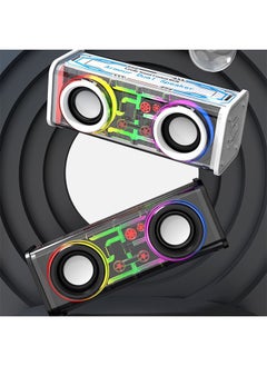 ESSAGER Bluetooth Speaker Portable Bluetooth Speaker10W Powerful RGB Laptop Speaker Sound Bar, Clear Computer Speakers Support TWS Pairing LED Colorful Lights for Home Party Travel Black  - Image 2