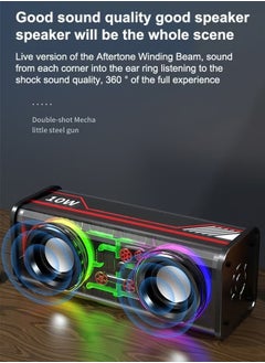 ESSAGER Bluetooth Speaker Portable Bluetooth Speaker10W Powerful RGB Laptop Speaker Sound Bar, Clear Computer Speakers Support TWS Pairing LED Colorful Lights for Home Party Travel Black  - Image 4