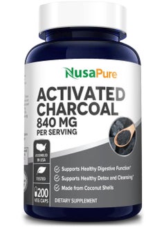 NusaPure Activated Charcoal 840MG 200 veg Caps  - Image 1