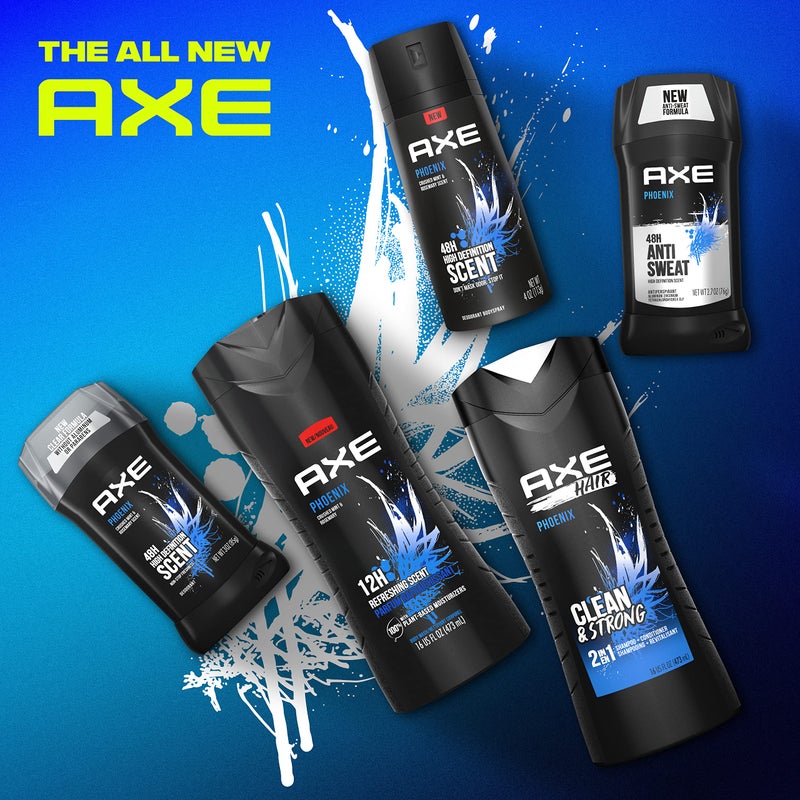 AXE Body Wash Phoenix 4 Count 12h Refreshing Scent Crushed Mint & Rosemary Men's Body Wash with 100% Plant-Based Moisturizers 16 oz - Image 3