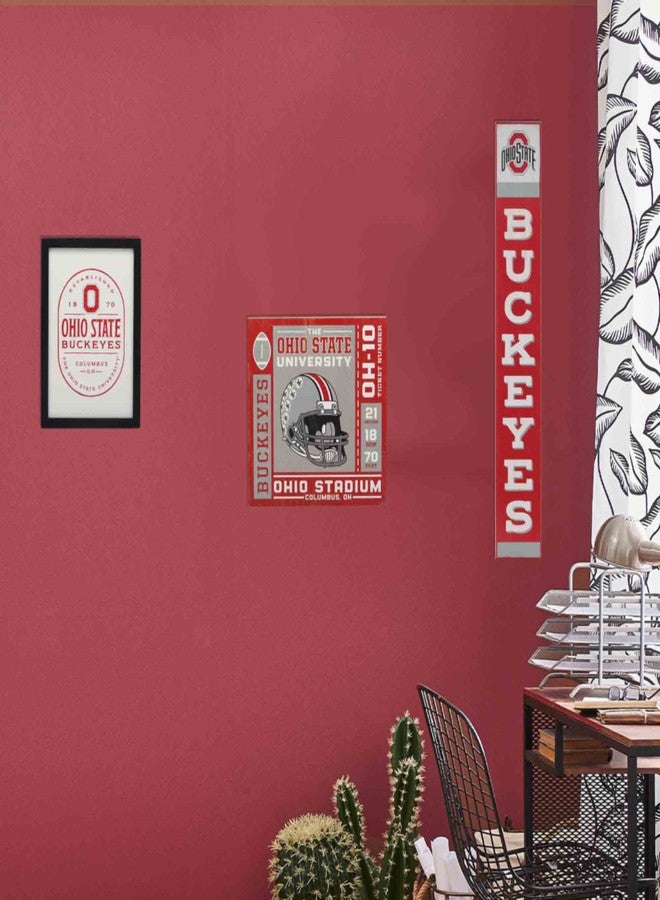 Open Road Brands Ohio State University Badge Framed Wood Wall Decor - Vintage Ohio State Buckeyes Wall Art for Man Cave, Office or Dorm Room - Image 5