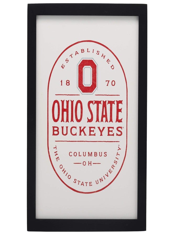 Open Road Brands Ohio State University Badge Framed Wood Wall Decor - Vintage Ohio State Buckeyes Wall Art for Man Cave, Office or Dorm Room - Image 1