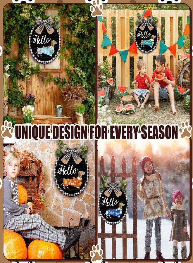 جلينمال مجموعة جلينمال المكونة من 16 قطعة من زينة تعليق الأبواب الخشبية القابلة للتبديل على شكل كلب داشهوند ريفي، لافتة ترحيبية عمودية قابلة للاستبدال، ديكور باب أمامي وشرفة (أسود بإطار منقوش). - Image 5