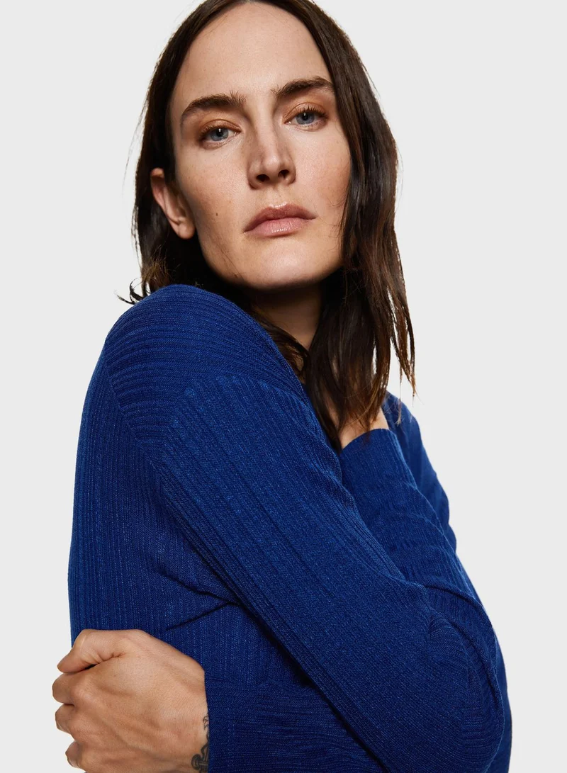 MANGO Ribbed Longline Cardigan