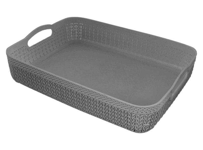 Kuber Industries Kuber Industries Q4 Designer Plastic Storage Basket For Store Fruits Vegetables Magazines Cosmetics Stationary Pack of 2 Grey Blue50KM01588  - Image 2