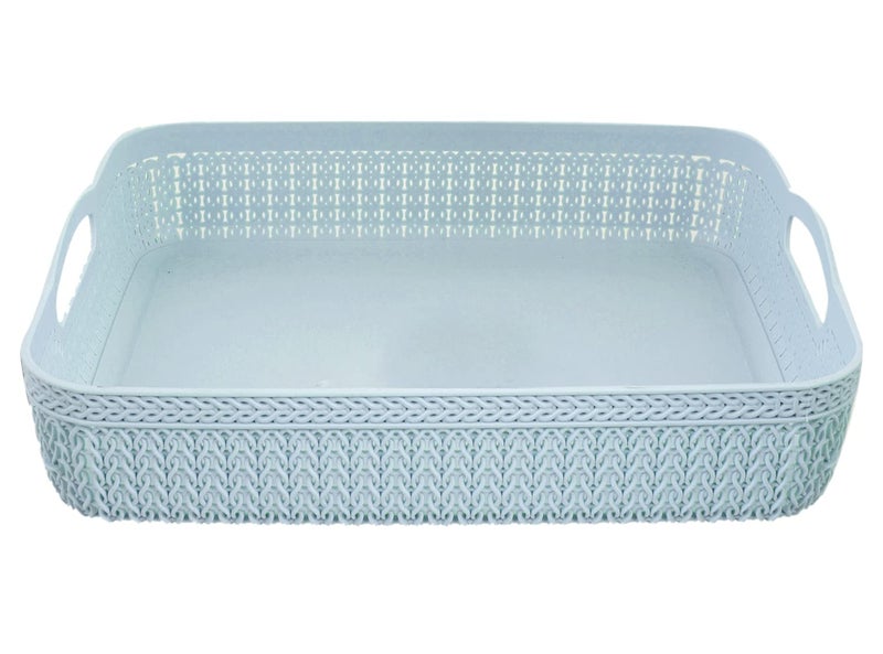 Kuber Industries Kuber Industries Q4 Designer Plastic Storage Basket For Store Fruits Vegetables Magazines Cosmetics Stationary Pack of 2 Grey Blue50KM01588  - Image 3
