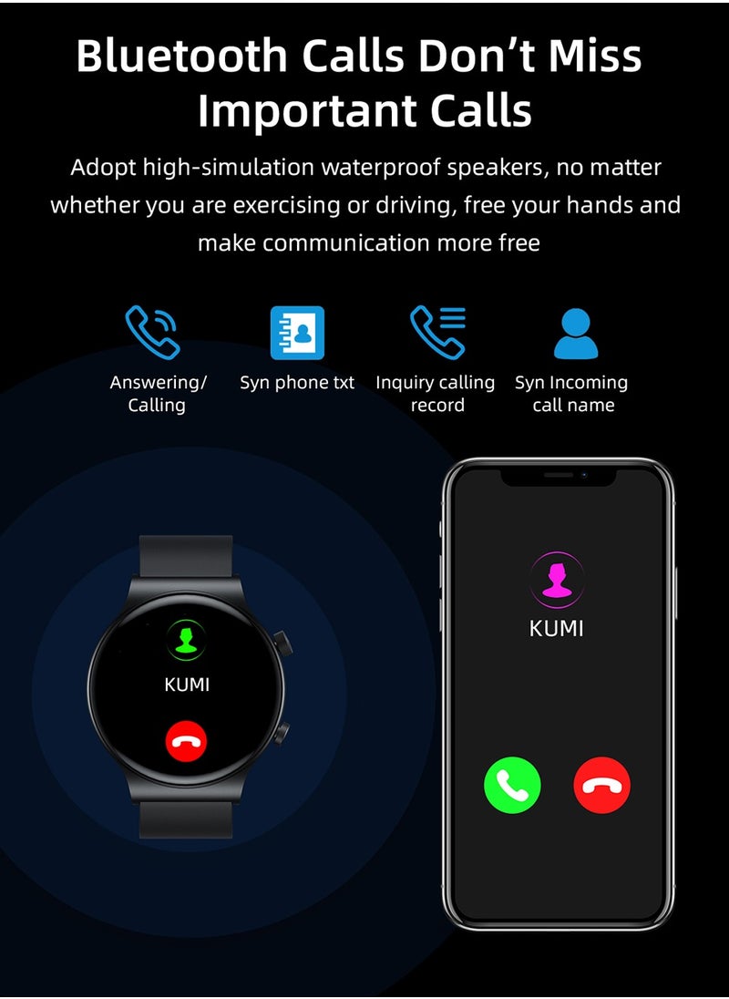 Kumi - GT5 Pro Smartwatch 1.32'' HD Screen with Bluetooth Call Multiple Sports Modes Heart Health SpO2 Measurement - Black - Image 1