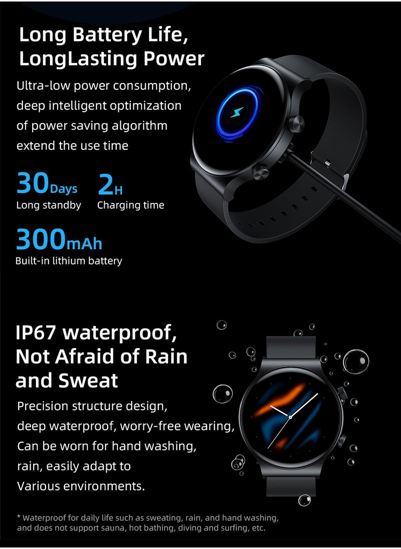 Kumi - GT5 Pro Smartwatch 1.32'' HD Screen with Bluetooth Call Multiple Sports Modes Heart Health SpO2 Measurement - Black - Image 1