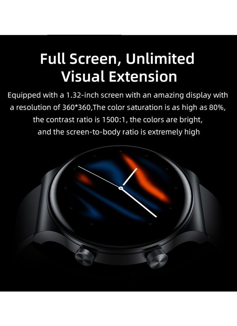 Kumi - GT5 Pro Smartwatch 1.32'' HD Screen with Bluetooth Call Multiple Sports Modes Heart Health SpO2 Measurement - Black - Image 1