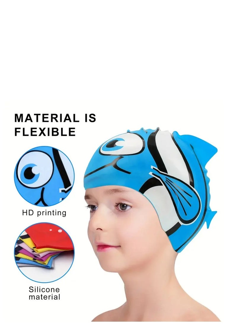 Bestway Cartoon Fish Design One-Piece Silicone Swimming Cap, Waterproof and Ear Protection, Random Selection - 26-26025  - Image 3