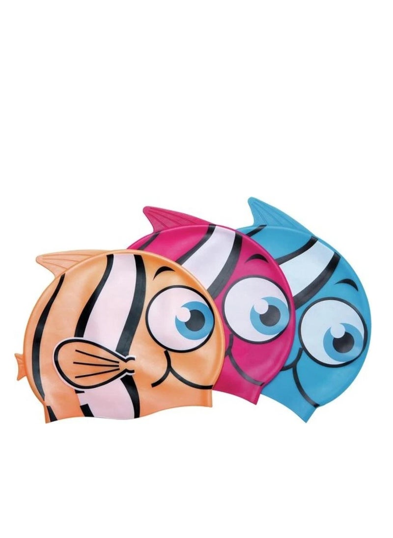Bestway Cartoon Fish Design One-Piece Silicone Swimming Cap, Waterproof and Ear Protection, Random Selection - 26-26025  - Image 5