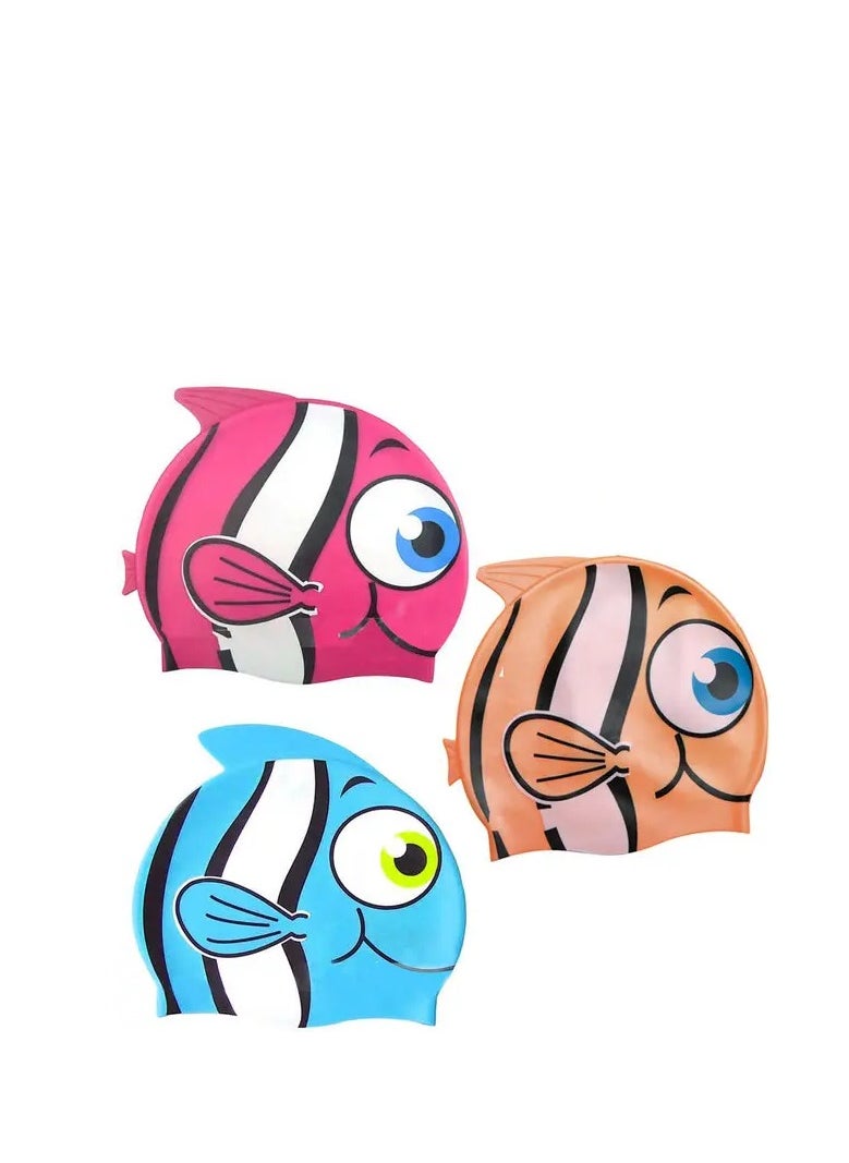 Bestway Cartoon Fish Design One-Piece Silicone Swimming Cap, Waterproof and Ear Protection, Random Selection - 26-26025  - Image 4