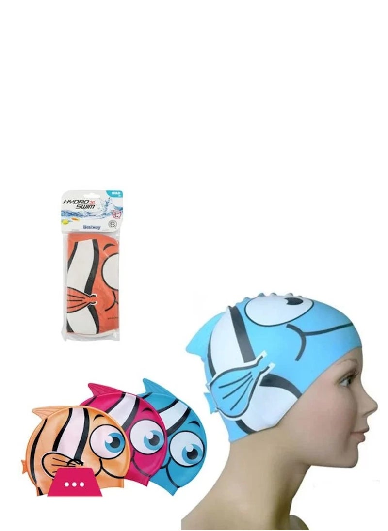 Bestway - Cartoon Fish Design One-Piece Silicone Swimming Cap, Waterproof and Ear Protection, Random Selection - 26-26025 - Image 1