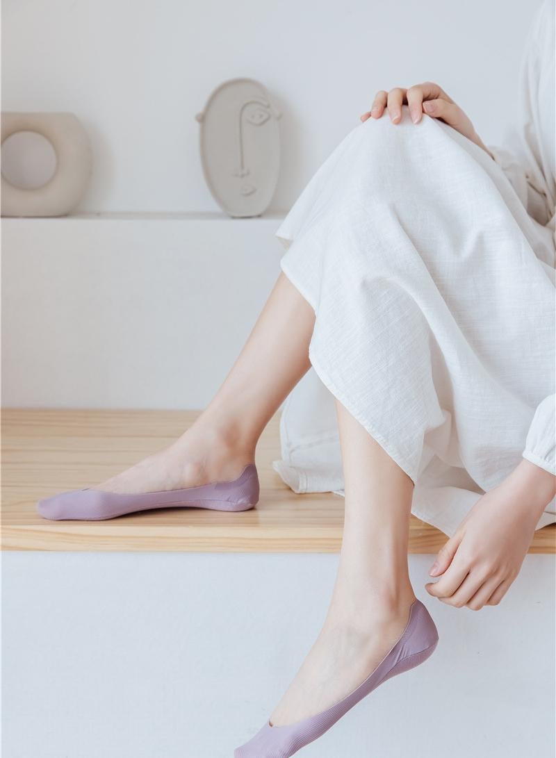 Sweet seven 5 Pairs of Invisible Non-slip Ice Silk Socks - Silicone Ice Silk Breathable No Show Socks for Women and Girls Womens Low Cut Socks Cool Thin Liner Socks  - Image 4