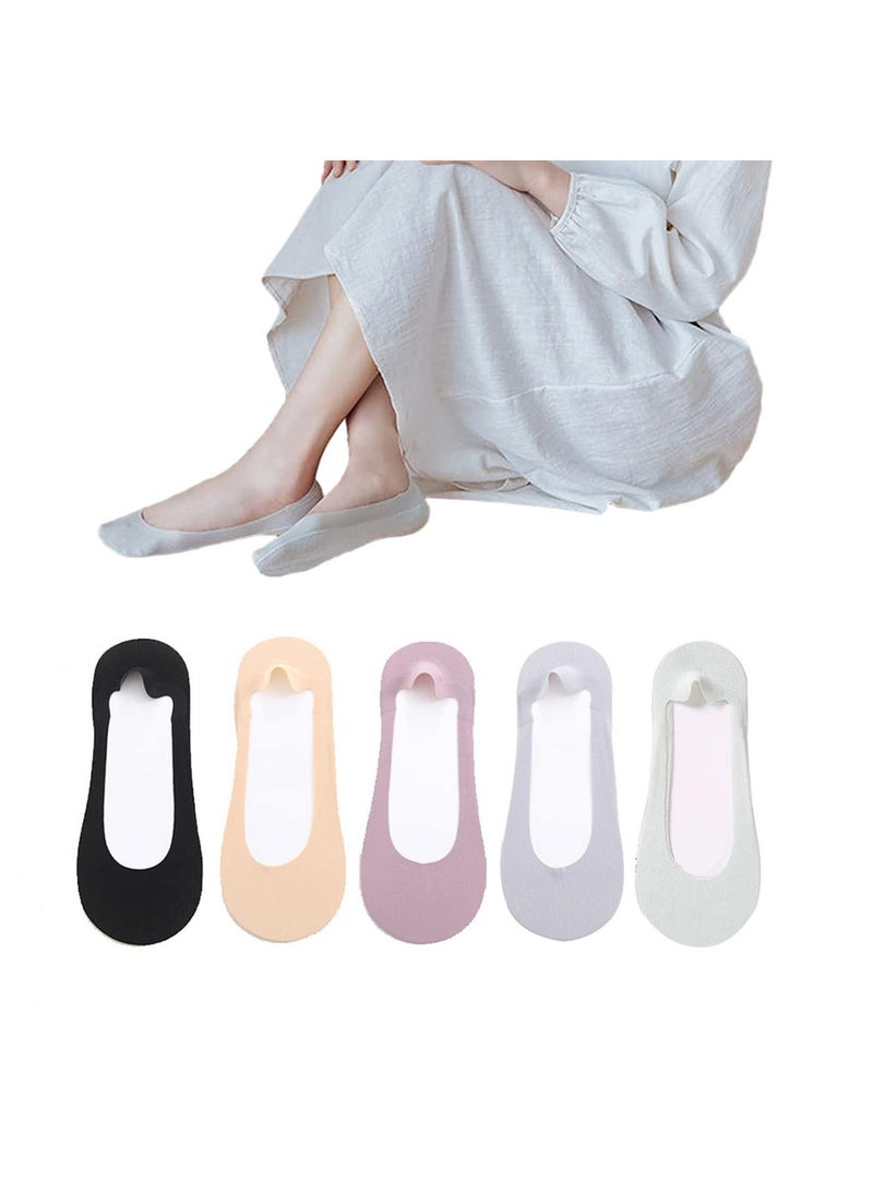 Sweet seven 5 Pairs of Invisible Non-slip Ice Silk Socks - Silicone Ice Silk Breathable No Show Socks for Women and Girls Womens Low Cut Socks Cool Thin Liner Socks  - Image 1