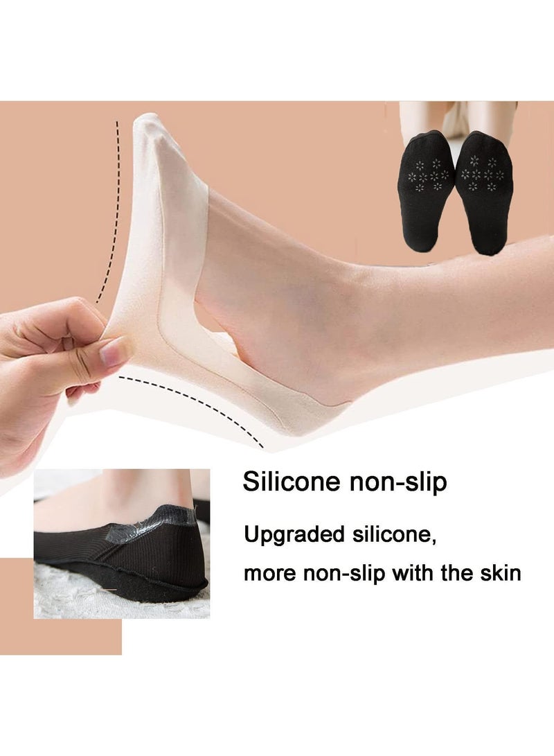 Sweet seven 5 Pairs of Invisible Non-slip Ice Silk Socks - Silicone Ice Silk Breathable No Show Socks for Women and Girls Womens Low Cut Socks Cool Thin Liner Socks  - Image 2