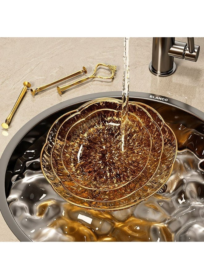 3-Tiered dessert /cake Stand, Clear Dessert Tower Holder Display / Tray stand for Wedding, Party, Baby Shower, 3 Tier Round, Transparent gold, Metal Strut, gold trim - Image 3