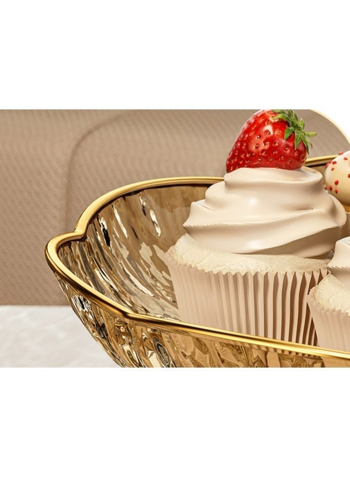 3-Tiered dessert /cake Stand, Clear Dessert Tower Holder Display / Tray stand for Wedding, Party, Baby Shower, 3 Tier Round, Transparent gold, Metal Strut, gold trim - Image 2